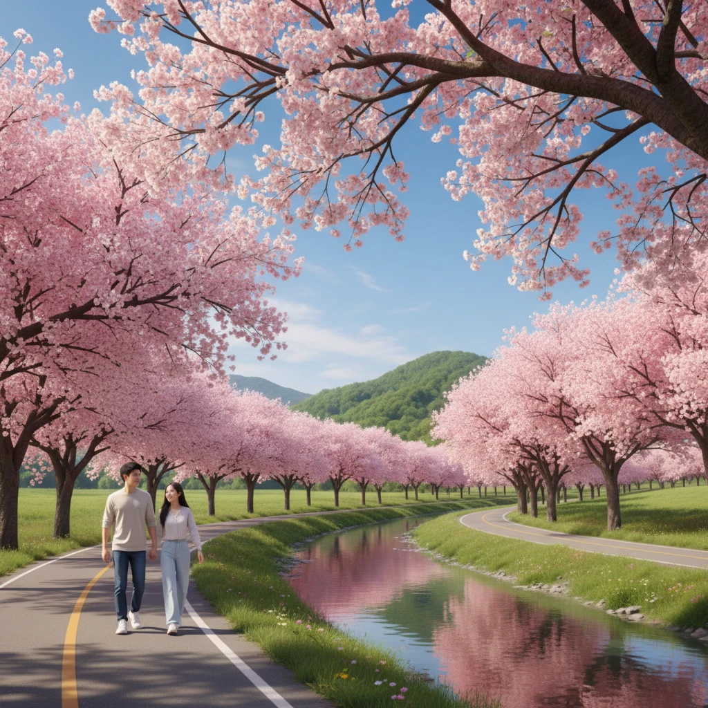 무주 벚꽃 명소 전경