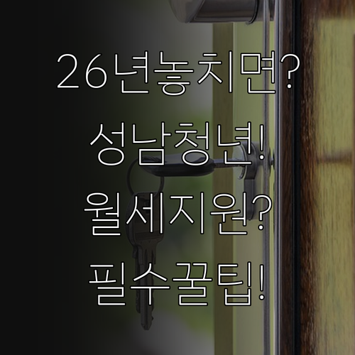 2026년 성남 청년월세 지원 조건 서류 신청 방법 총정리